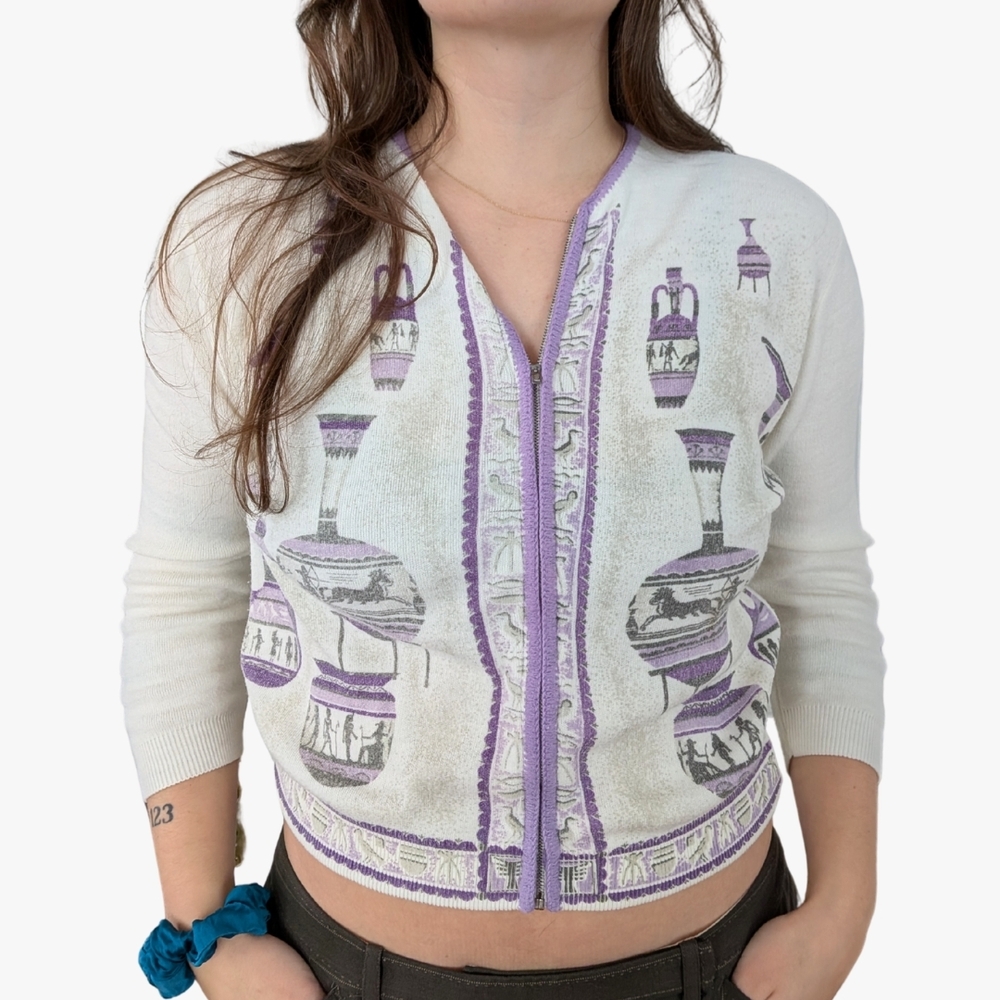 Women's Purple and White Sweater